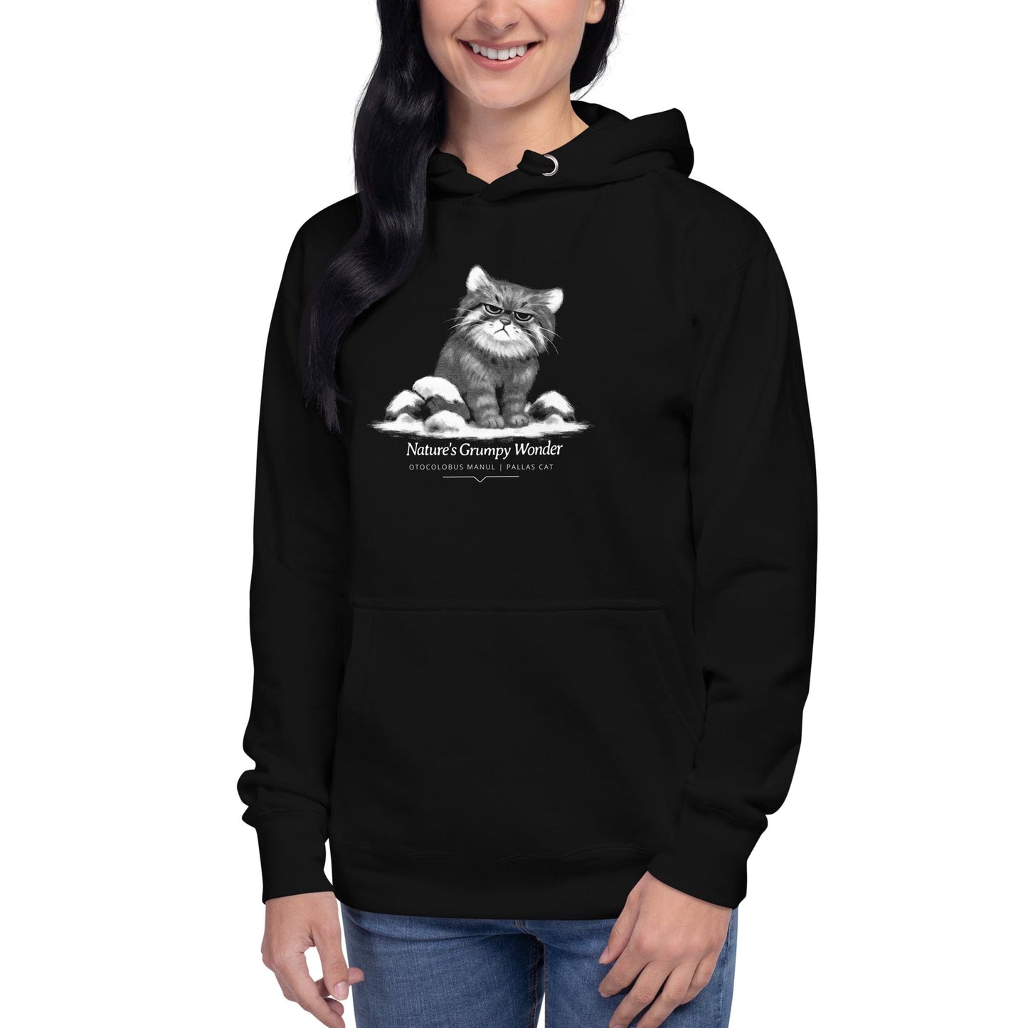 OMTHREAD Pallas Cat Hoodie Nature’s Grumpy Wonder – Cozy Wildlife Graphic for Cat Lovers