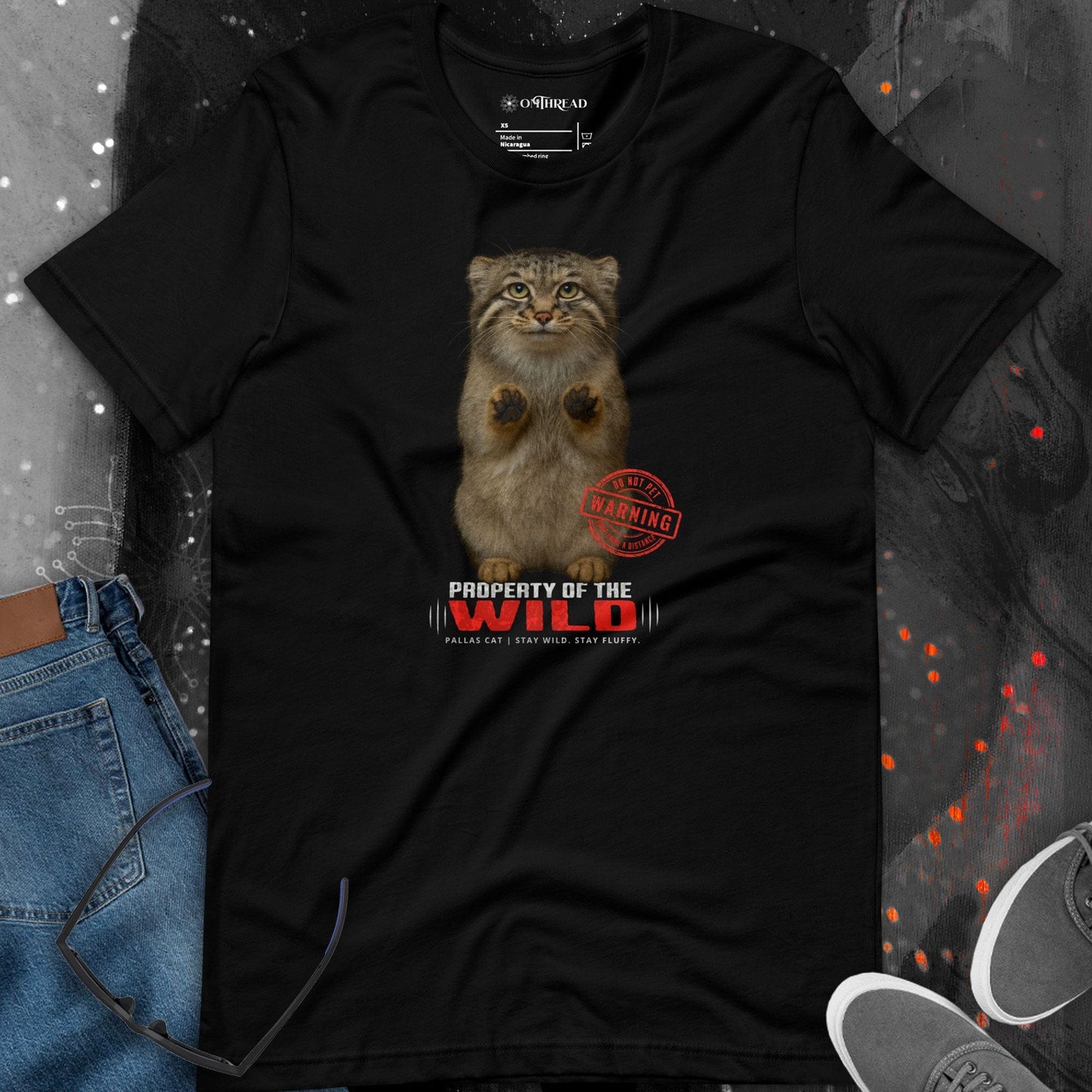 OMTHREAD Pallas Cat Property of the Wild, Warning Do Not Pet - Love from a Distance Funny T-Shirt