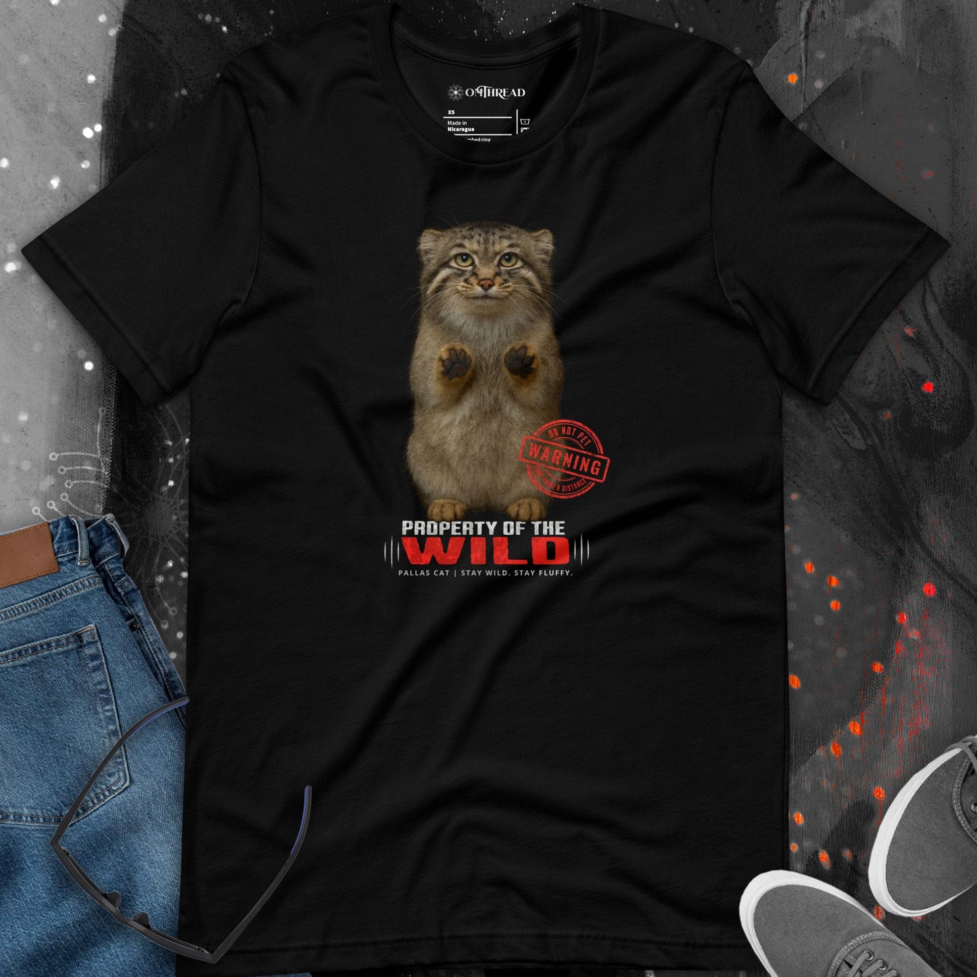 OMTHREAD Pallas Cat Property of the Wild, Warning Do Not Pet - Love from a Distance Funny T-Shirt