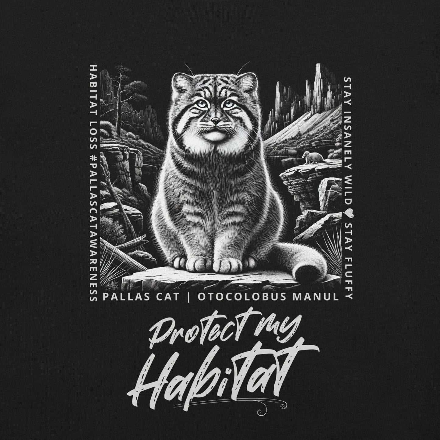 OMTHREAD Pallas Cat: Protect My Habitat - Near Threatened Species Tee