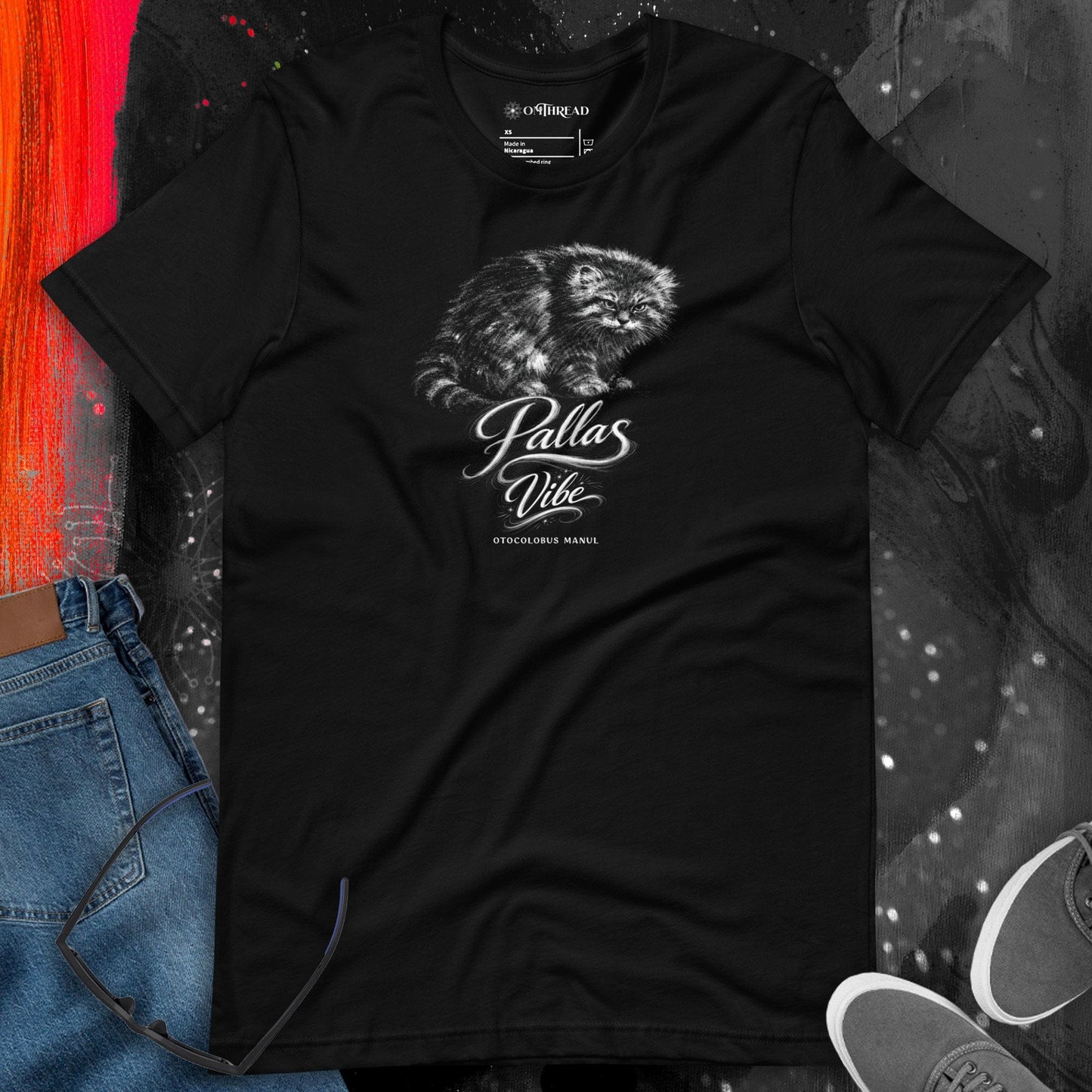 OMTHREAD Pallas Vibe Pallas Cat T-Shirt Grumpy Manul Wildcat Graphic