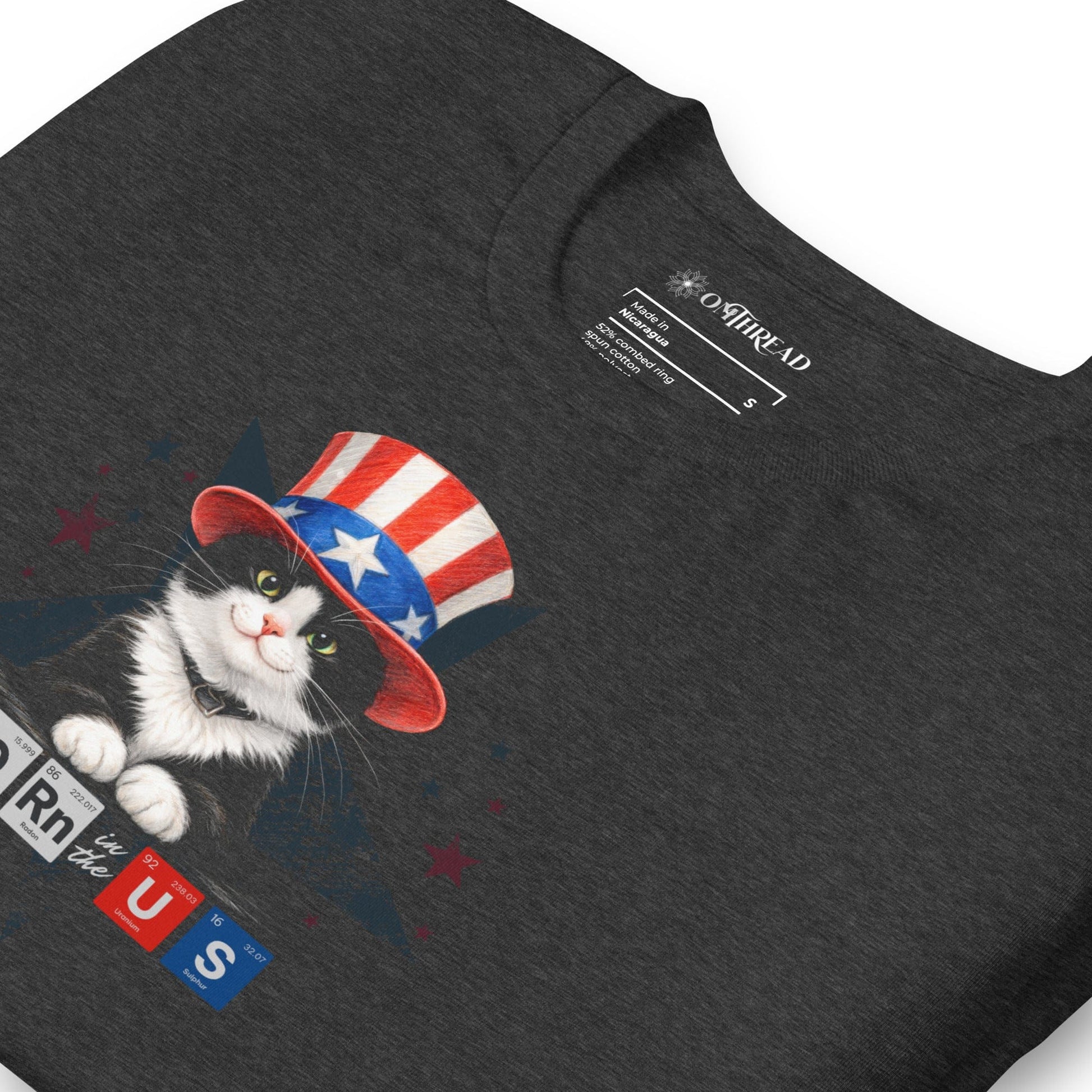 OMTHREAD Patriot Tuxedo Cat Graphic Tee Born in USA 4th July