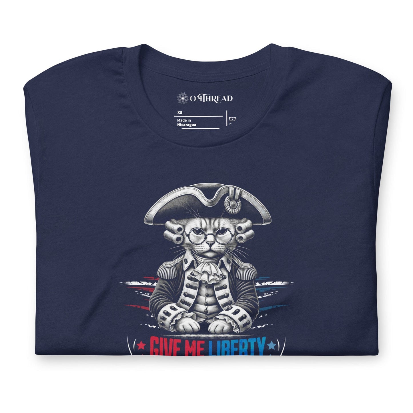 OMTHREAD Patriotic Cat Liberty Treats July 4 Graphic Tee