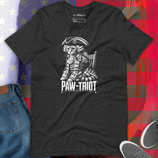 OMTHREAD Paw-triot Cat T-Shirt | Patriotic Cat Tee | Independence Day Cat Shirt