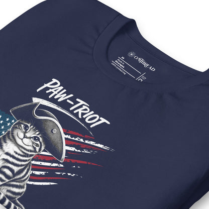 OMTHREAD Paw-triot Patriotic Cat Graphic Tee for July 4