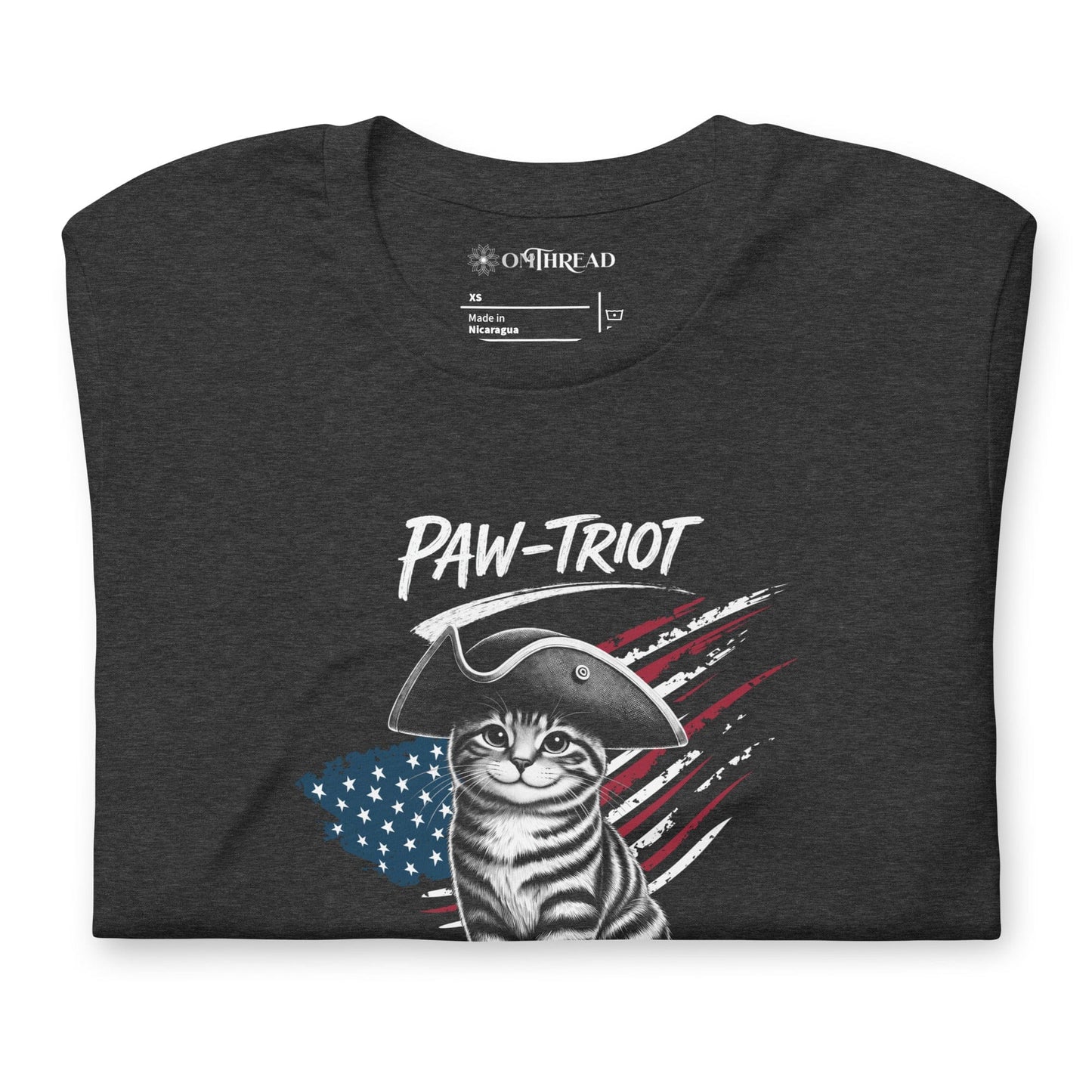 OMTHREAD Paw-triot Patriotic Cat Graphic Tee for July 4