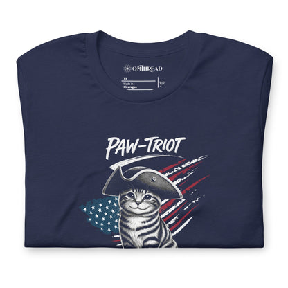 OMTHREAD Paw-triot Patriotic Cat Graphic Tee for July 4