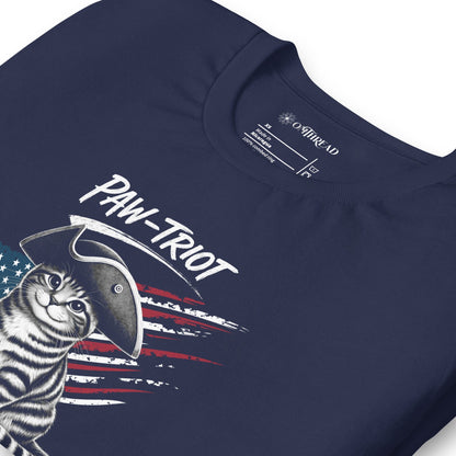 OMTHREAD Paw-triot Patriotic Cat Graphic Tee for July 4