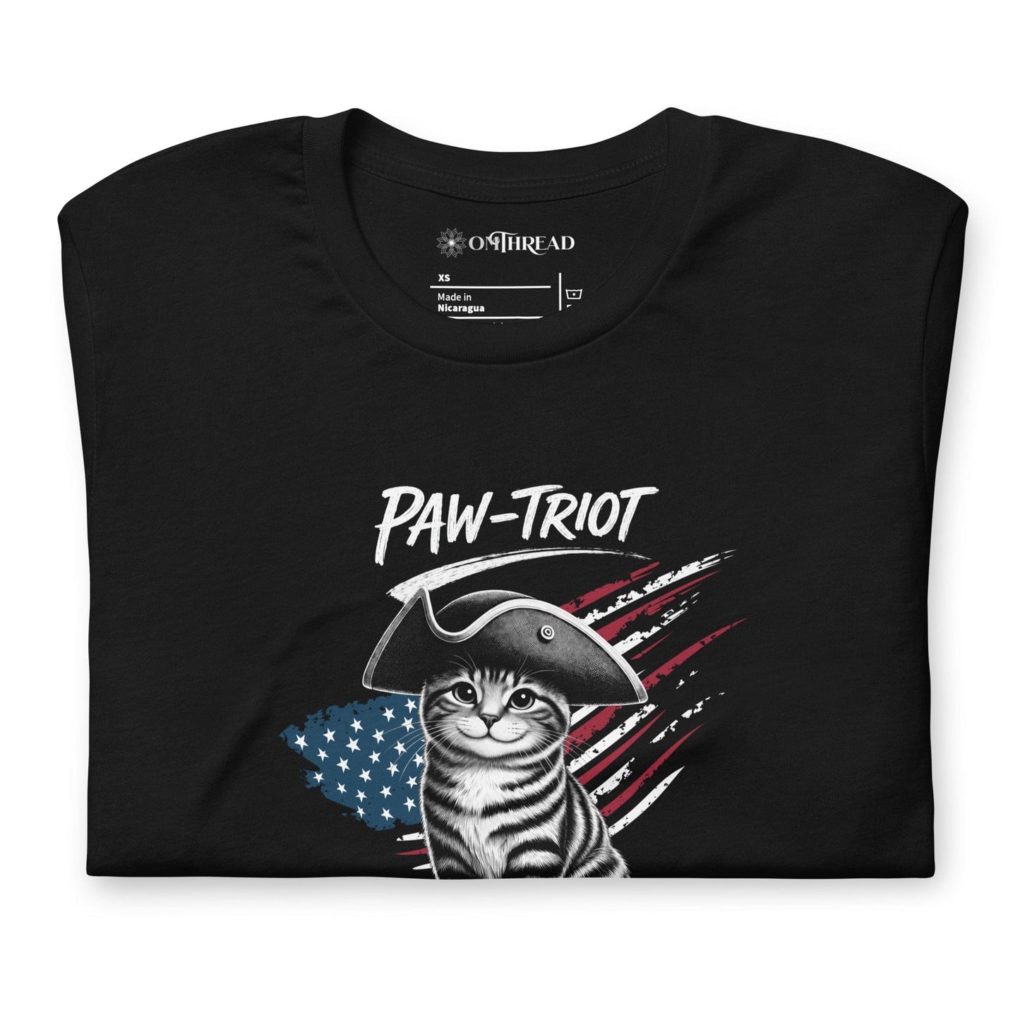 OMTHREAD Paw-triot Patriotic Cat Graphic Tee for July 4