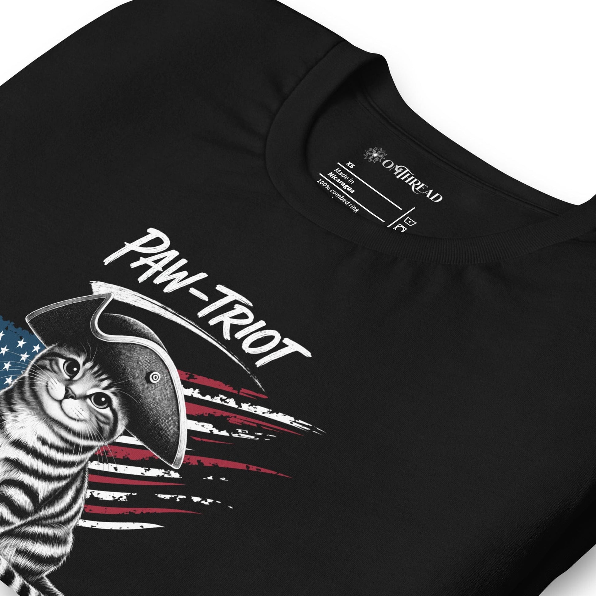 OMTHREAD Paw-triot Patriotic Cat Graphic Tee for July 4