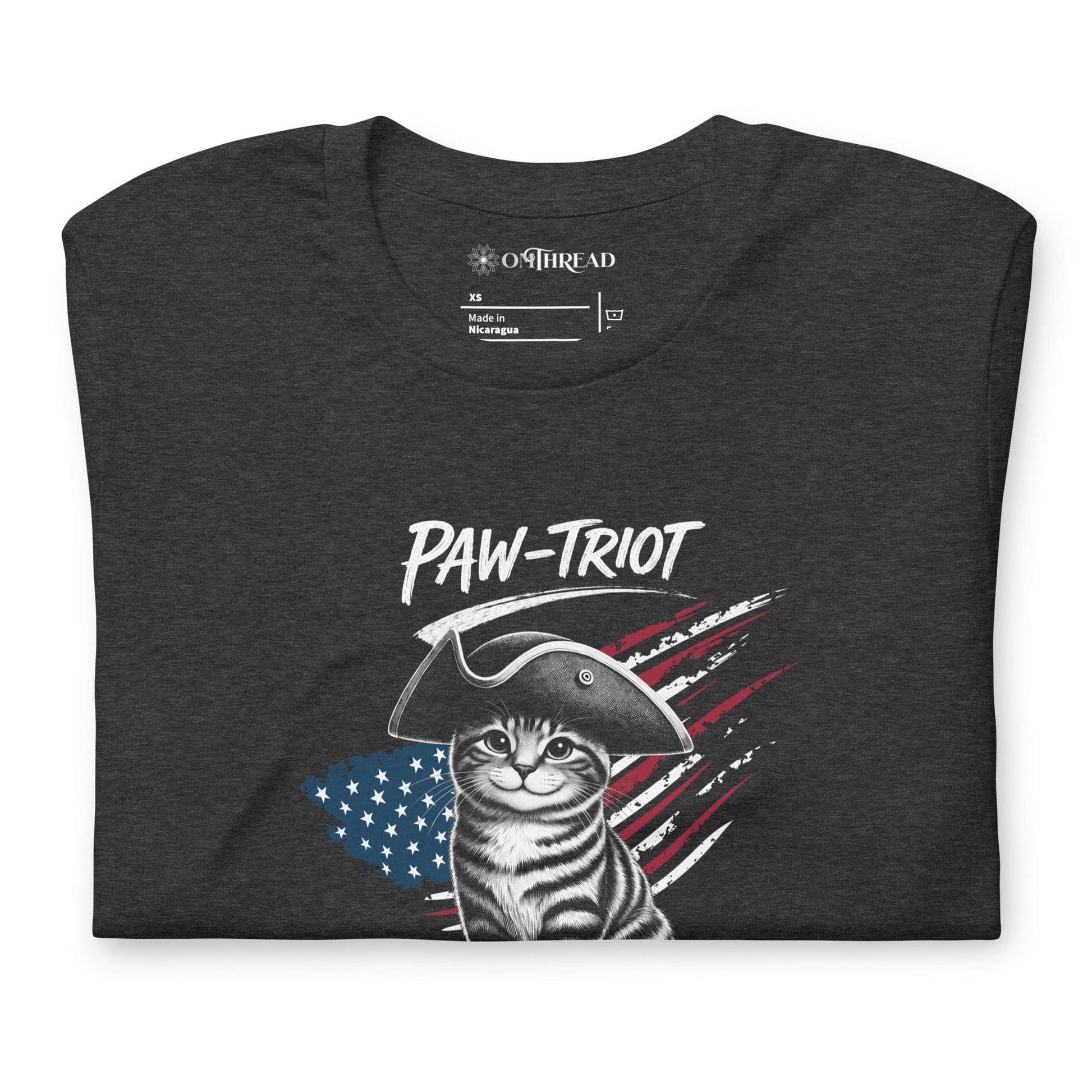 OMTHREAD Paw-triot Patriotic Cat Graphic Tee for July 4