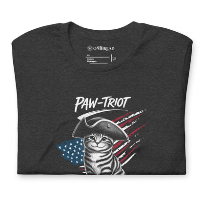 OMTHREAD Paw-triot Patriotic Cat Graphic Tee for July 4