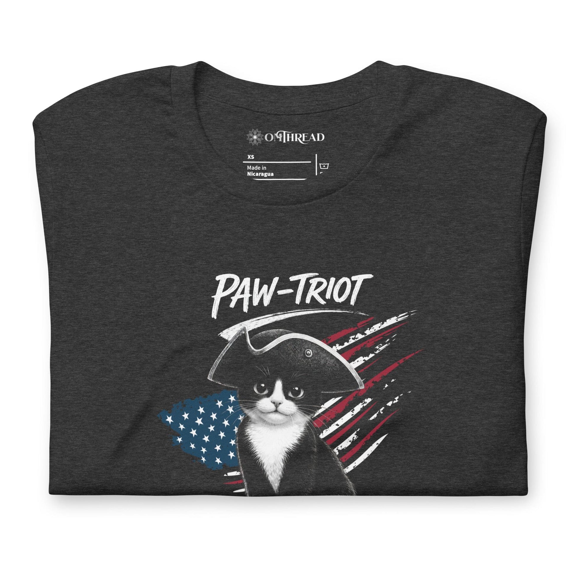 OMTHREAD Paw-triot Patriotic Tuxedo Cat Shirt July 4 Tee