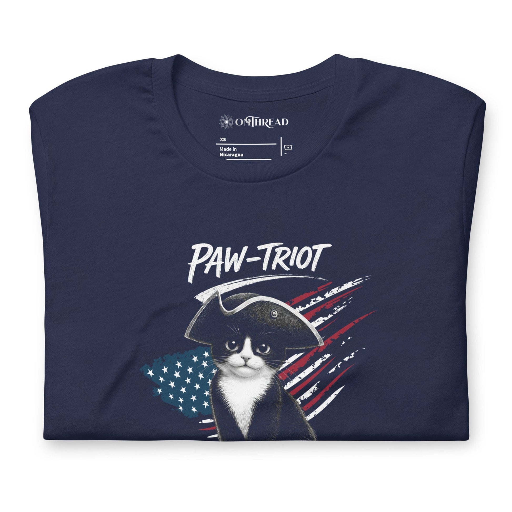 OMTHREAD Paw-triot Patriotic Tuxedo Cat Shirt July 4 Tee