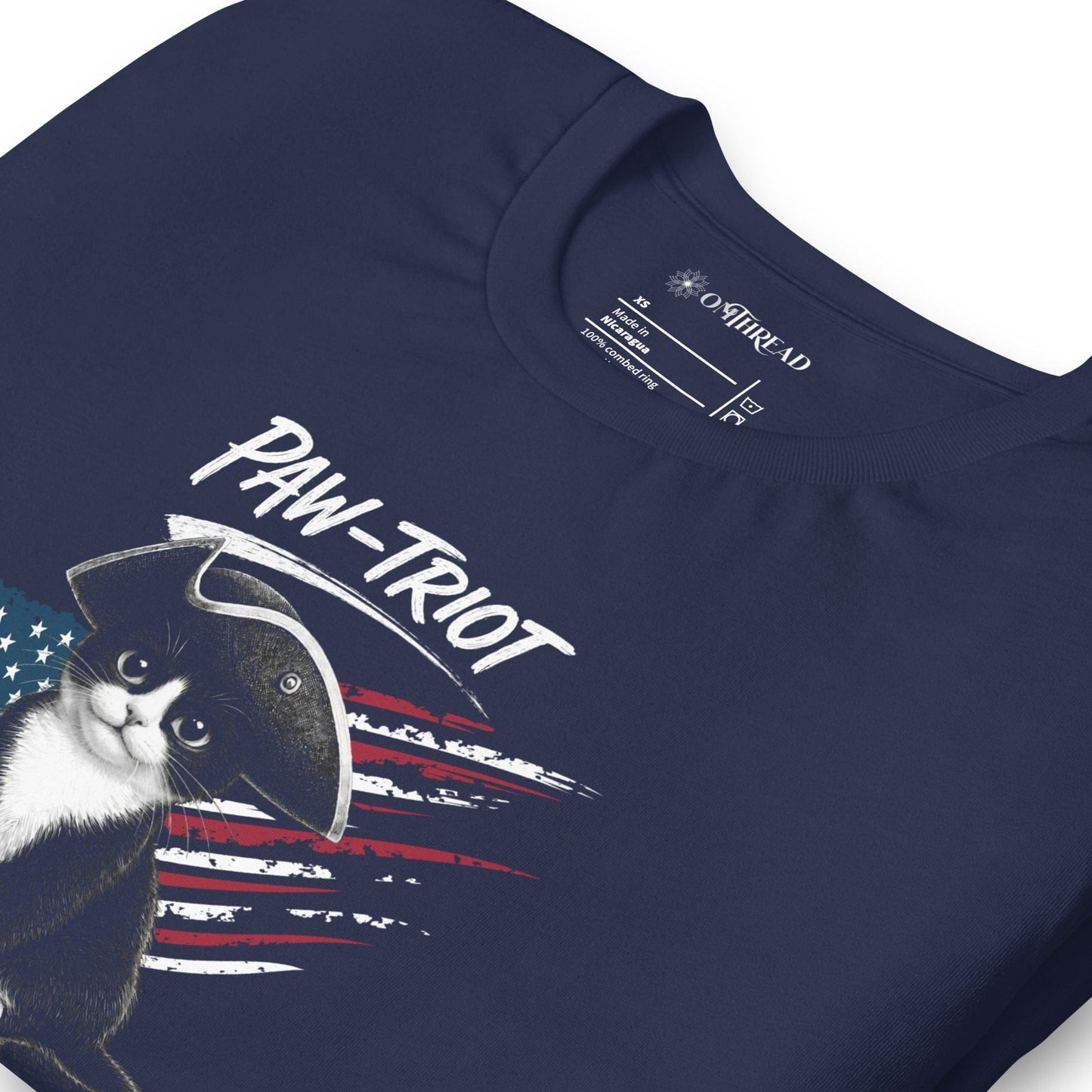 OMTHREAD Paw-triot Patriotic Tuxedo Cat Shirt July 4 Tee