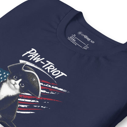 OMTHREAD Paw-triot Patriotic Tuxedo Cat Shirt July 4 Tee