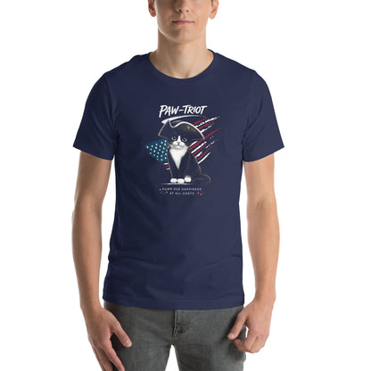 OMTHREAD Paw-triot Patriotic Tuxedo Cat Shirt July 4 Tee