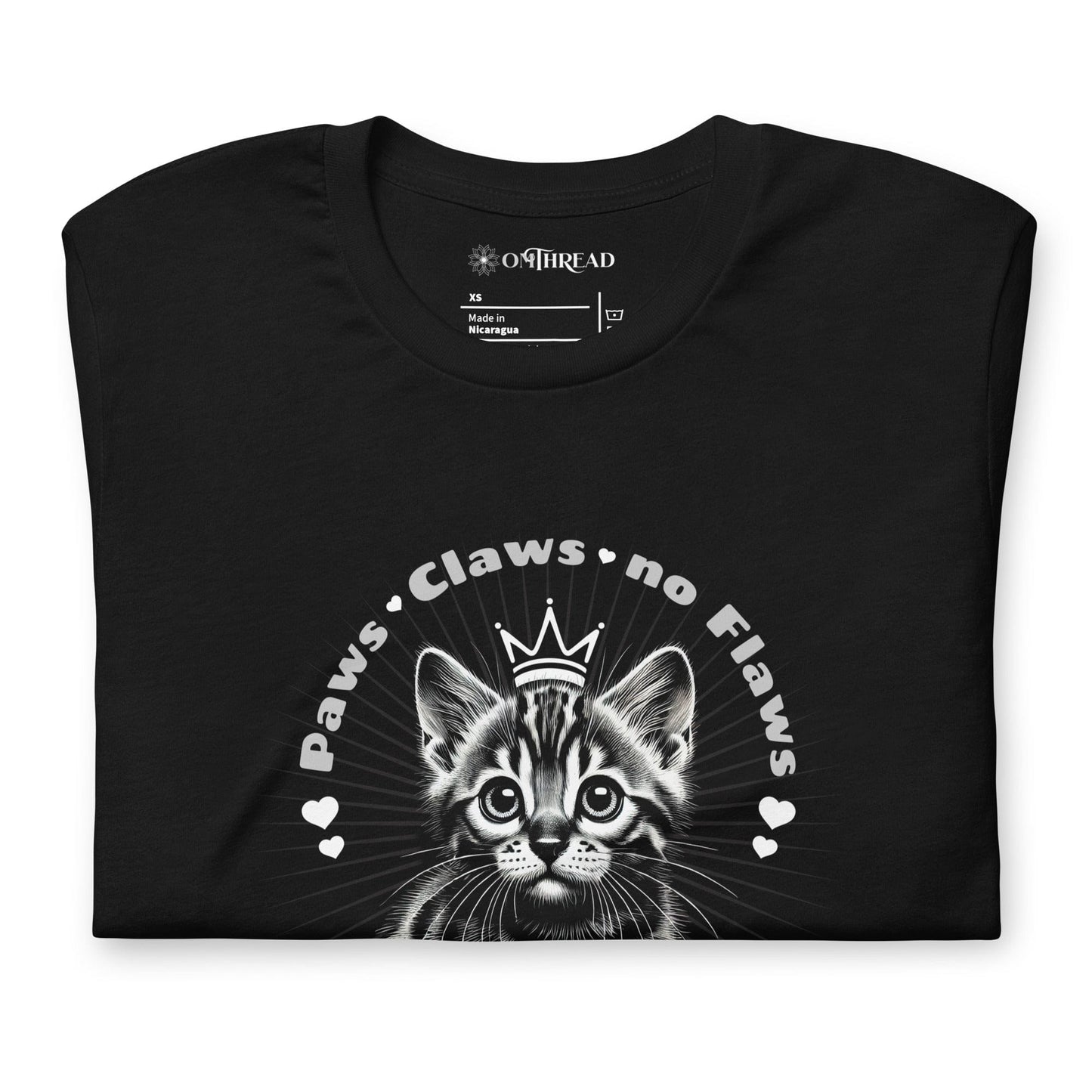 OMTHREAD Paws, Claws, no Flaws Cats Tee | Cute Kitten Graphic Shirt | Cat Lover Gift