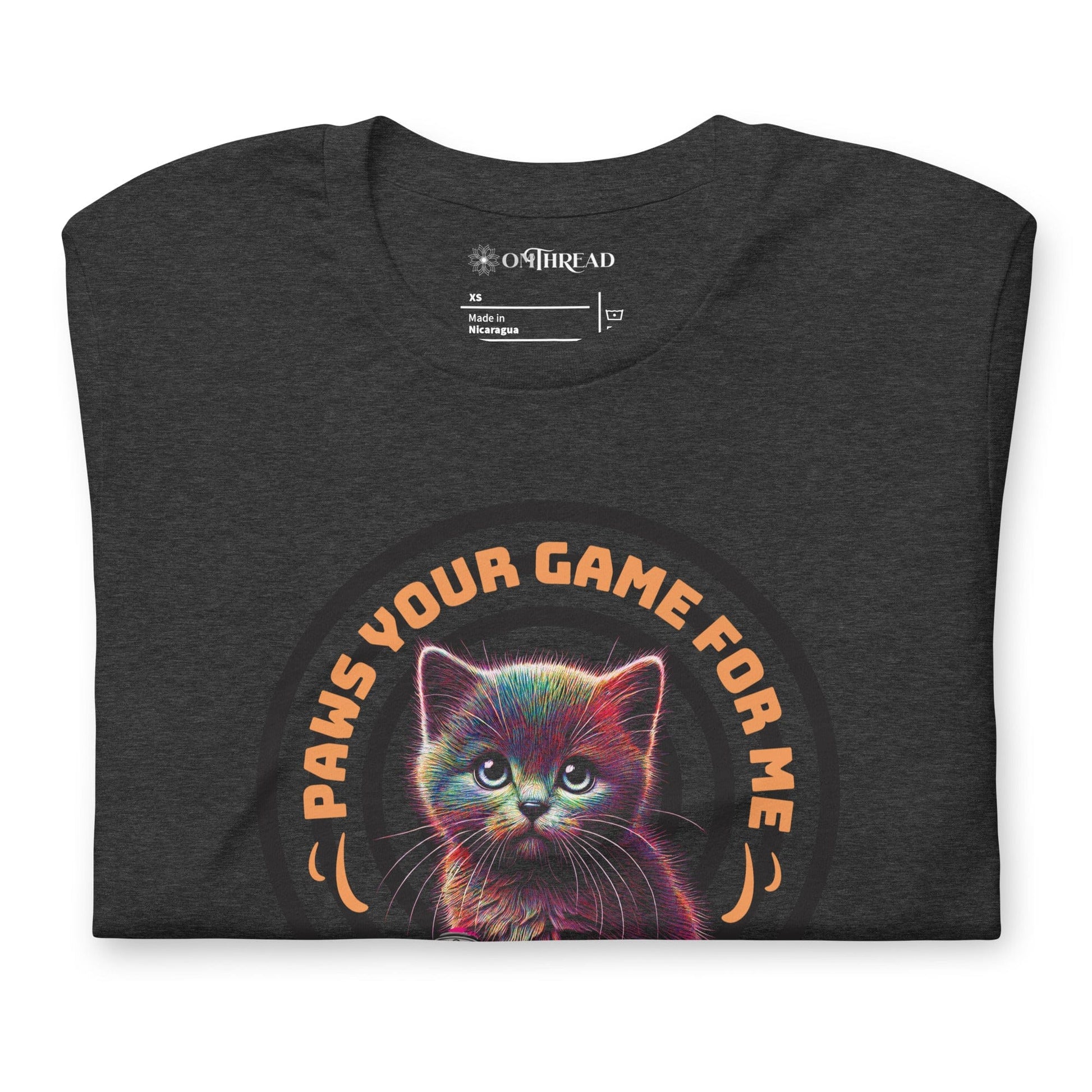 OMTHREAD Paws Your Game For Me Cat T-Shirt | Gamer Cat Tee | Funny Cat Shirt