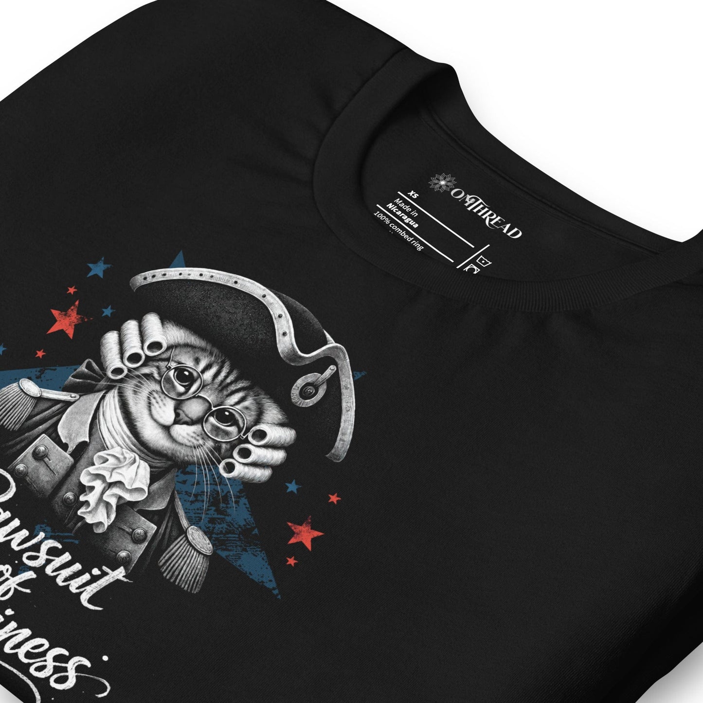 OMTHREAD Pawsuit of Happiness Patriotic Cat Shirt July 4 Tee