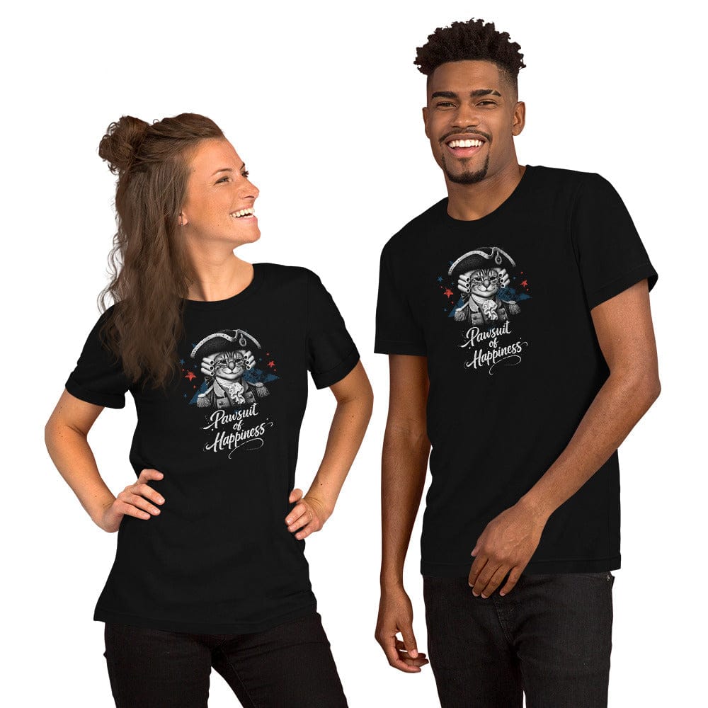 OMTHREAD Pawsuit of Happiness Patriotic Cat Shirt July 4 Tee