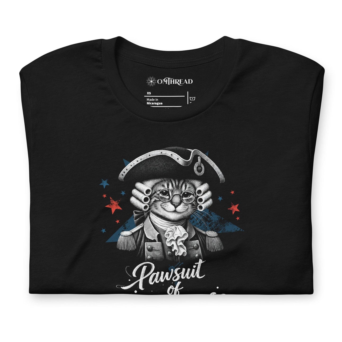 OMTHREAD Pawsuit of Happiness Patriotic Cat Shirt July 4 Tee