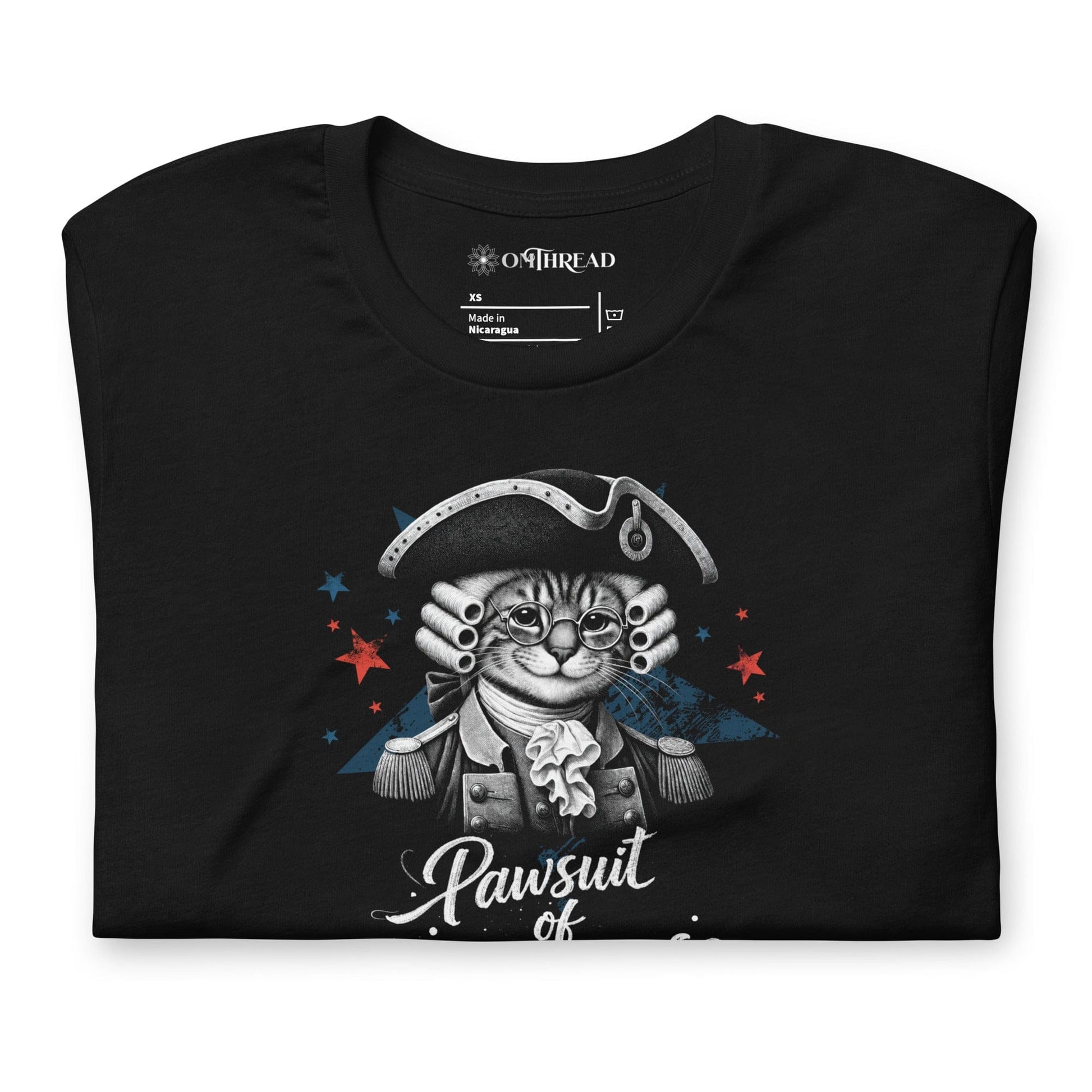 OMTHREAD Pawsuit of Happiness Patriotic Cat Shirt July 4 Tee