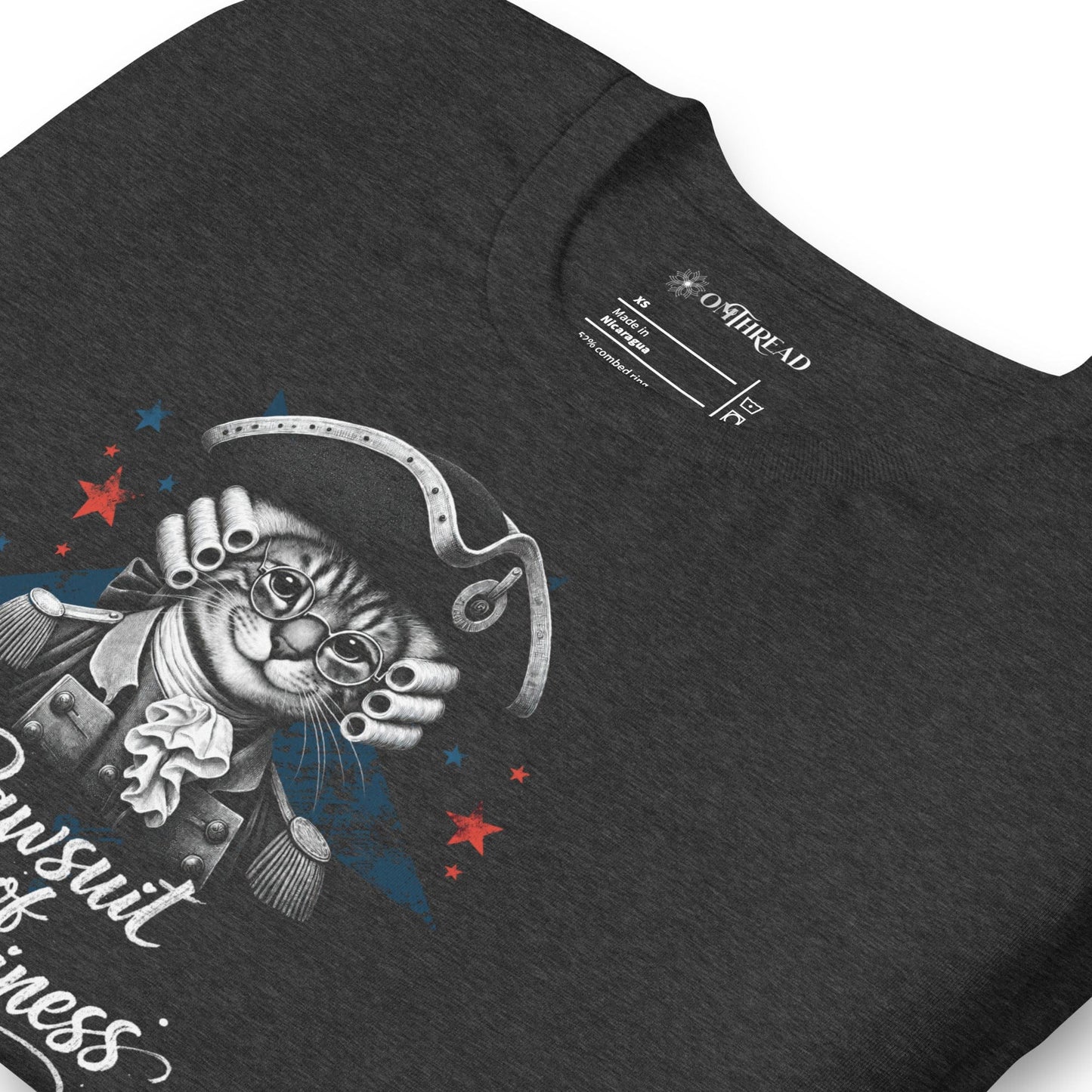 OMTHREAD Pawsuit of Happiness Patriotic Cat Shirt July 4 Tee
