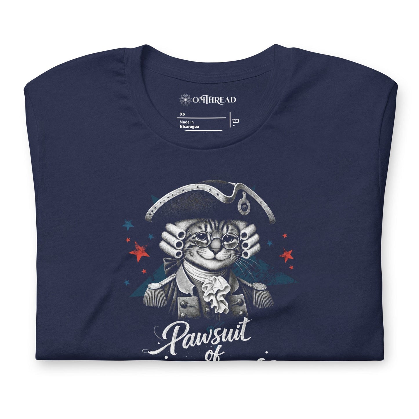 OMTHREAD Pawsuit of Happiness Patriotic Cat Shirt July 4 Tee