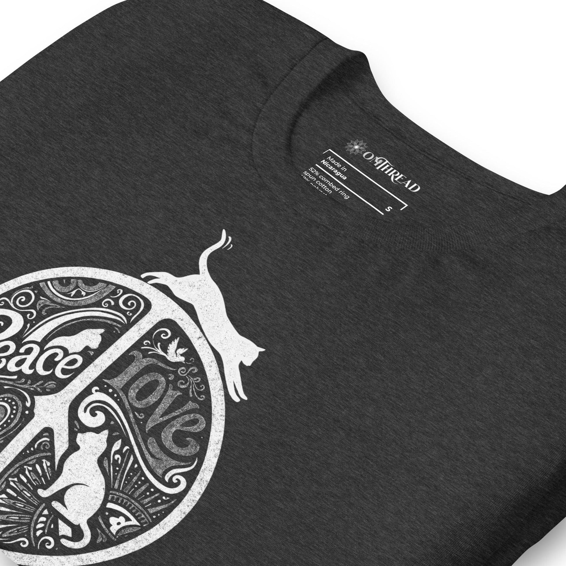 OMTHREAD Peace Love Cats Retro Mandala T-Shirt