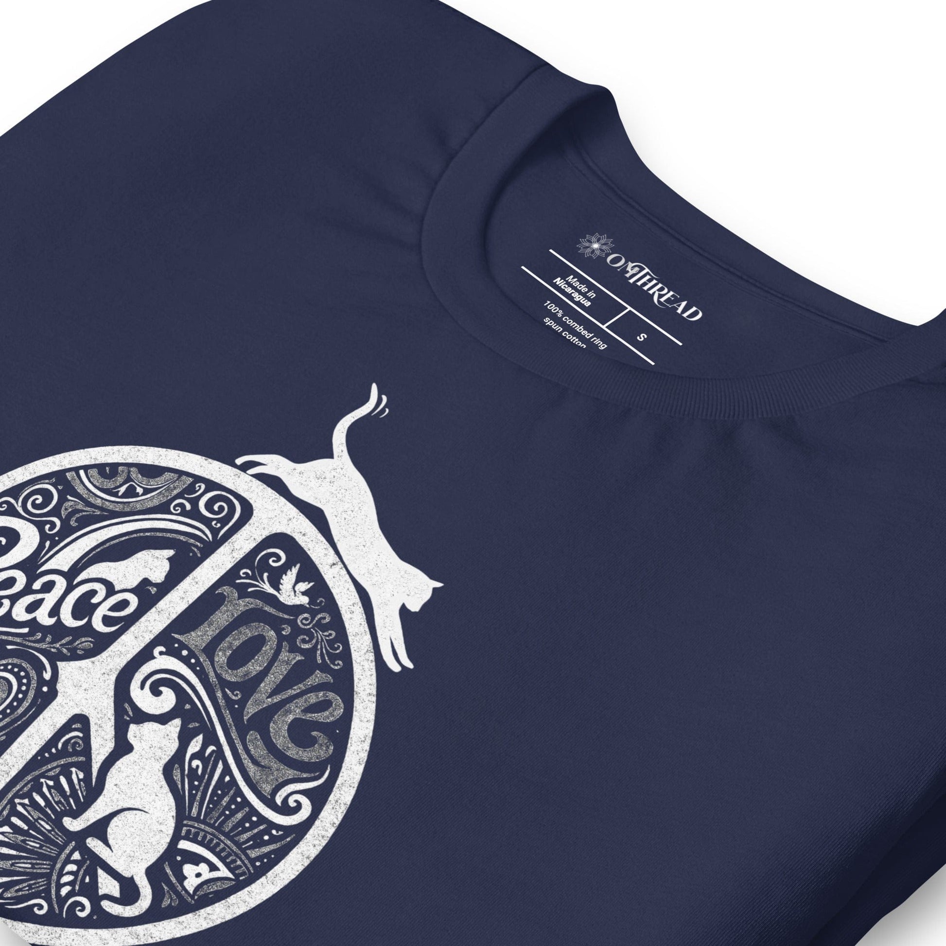 OMTHREAD Peace Love Cats Retro Mandala T-Shirt
