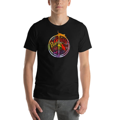 OMTHREAD Peace Love Cats Retro T-Shirt Hippie Peace Sign Graphic