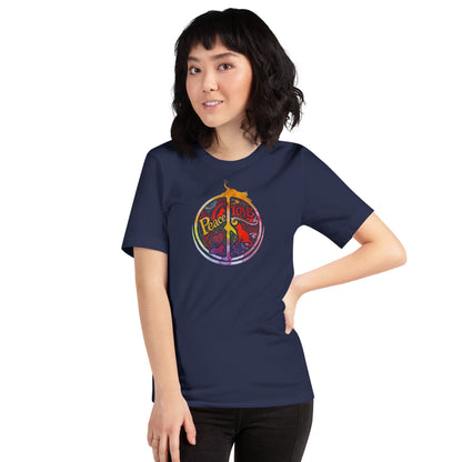 OMTHREAD Peace Love Cats Retro T-Shirt Hippie Peace Sign Graphic