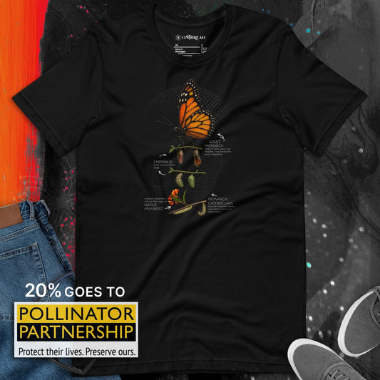 OMTHREAD Plant Milkweed Monarch Butterfly Life Cycle Educational T-Shirt