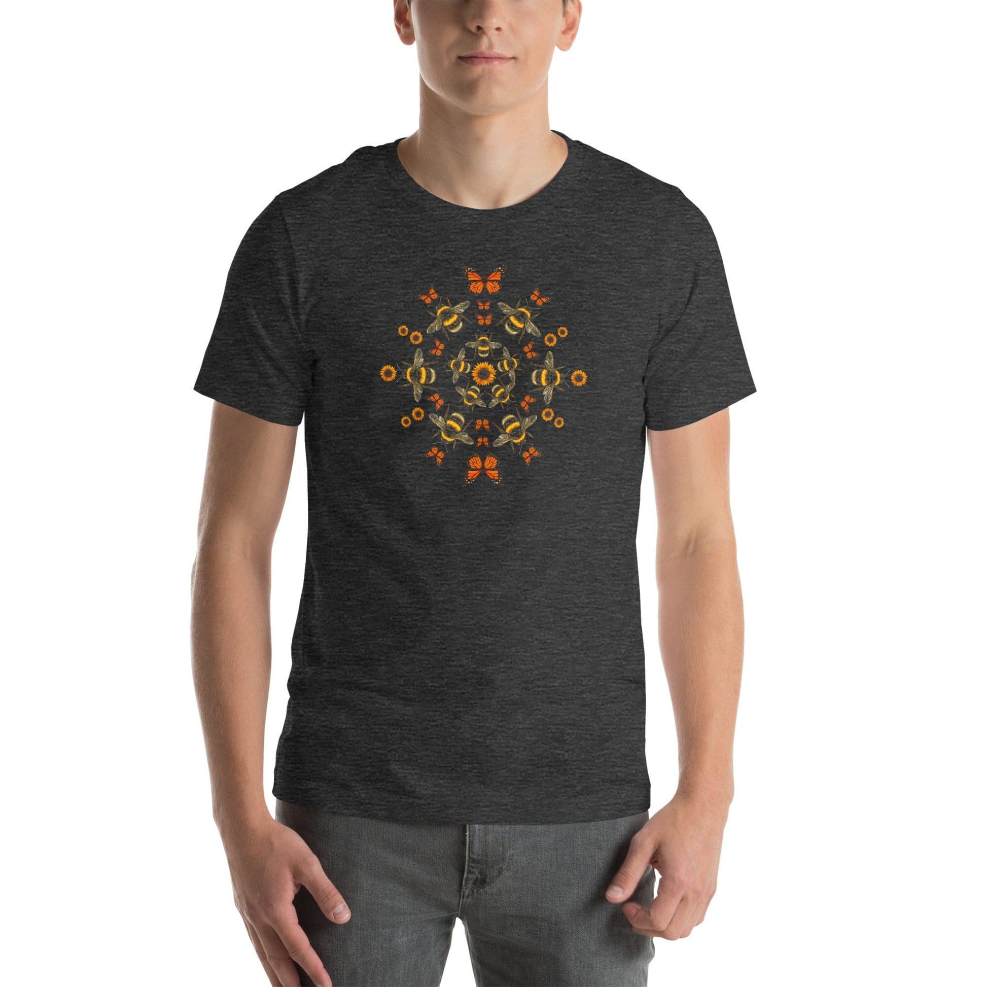 OMTHREAD Pollinator Mandala T-Shirt Monarch Butterfly Bee Sunflower