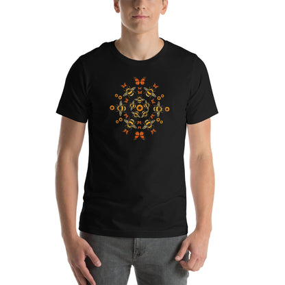 OMTHREAD Pollinator Mandala T-Shirt Monarch Butterfly Bee Sunflower