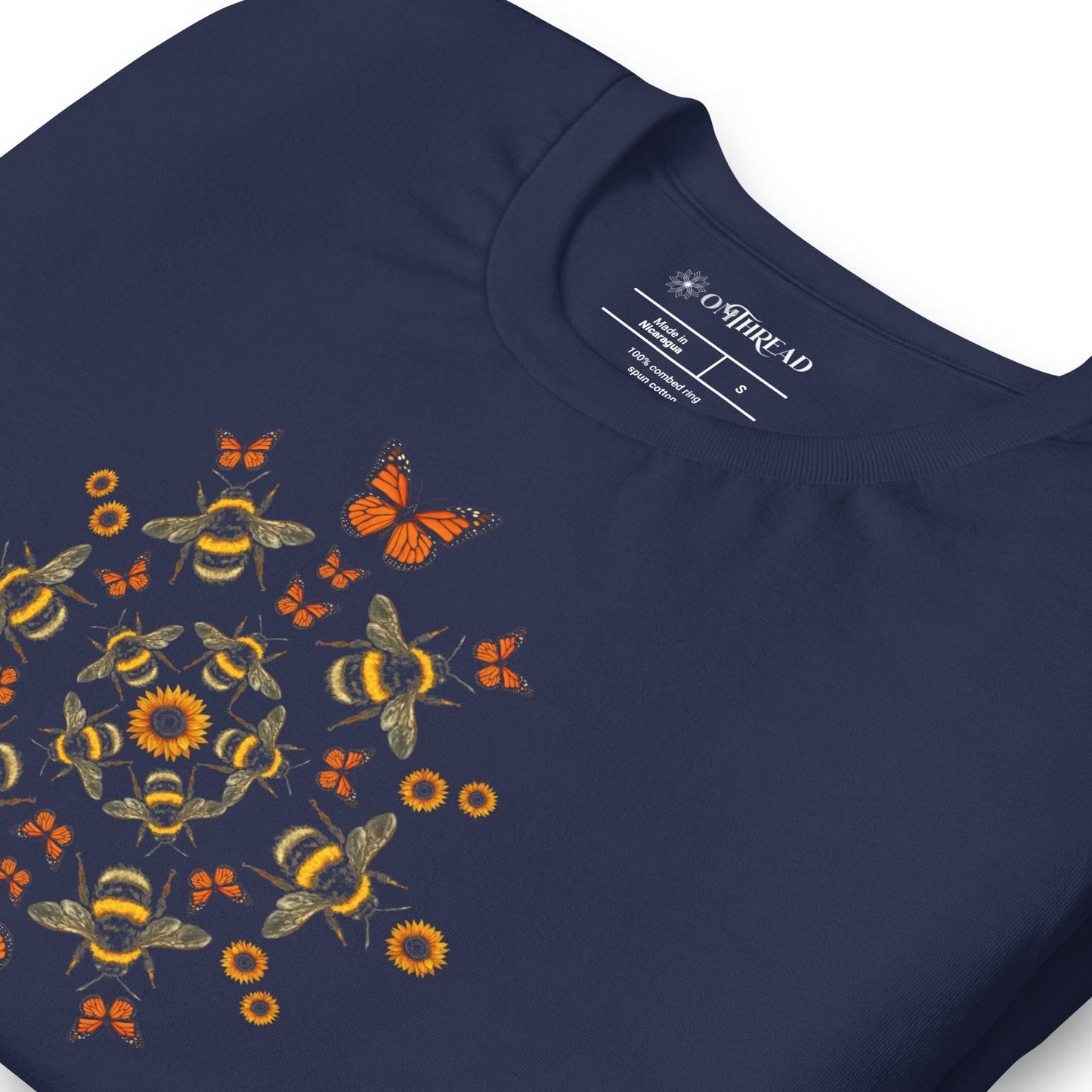 OMTHREAD Pollinator Mandala T-Shirt Monarch Butterfly Bee Sunflower