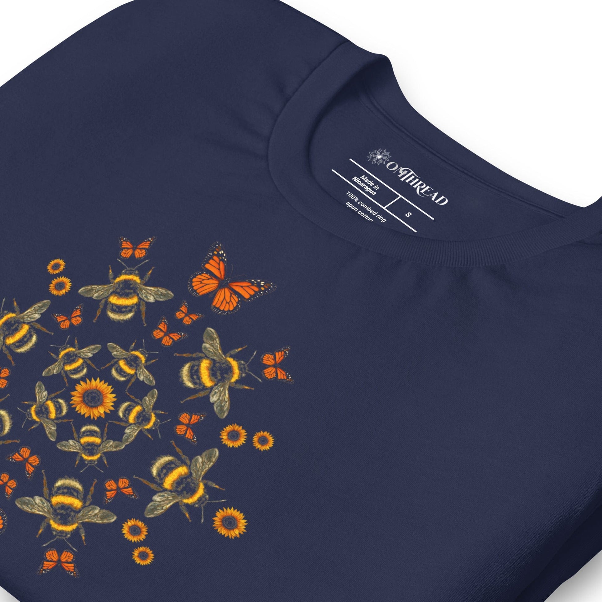 OMTHREAD Pollinator Mandala T-Shirt Monarch Butterfly Bee Sunflower