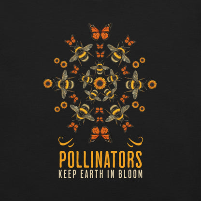 OMTHREAD Pollinators Keep Earth in Bloom Shirt Monarch Butterfly and Bee Nature Tee