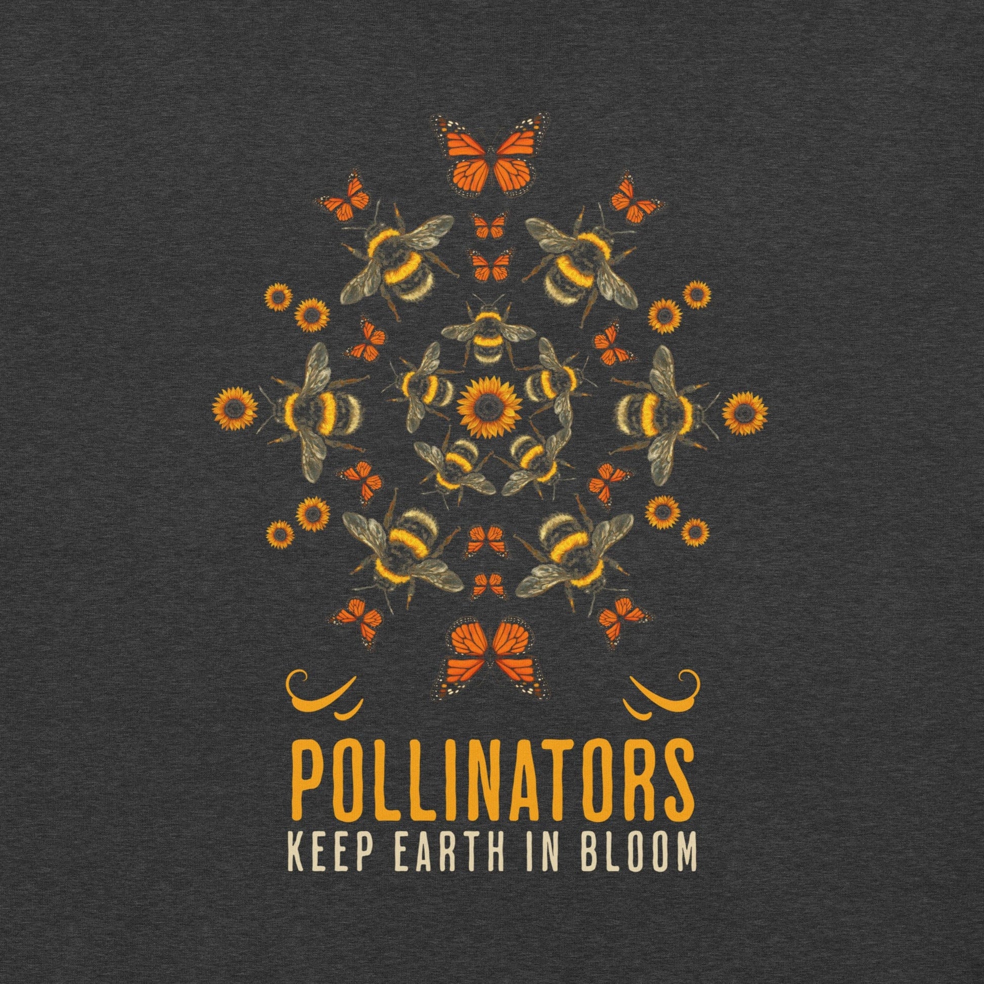 OMTHREAD Pollinators Keep Earth in Bloom Shirt Monarch Butterfly and Bee Nature Tee