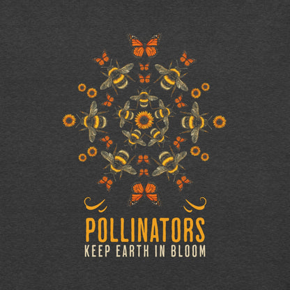 OMTHREAD Pollinators Keep Earth in Bloom Shirt Monarch Butterfly and Bee Nature Tee