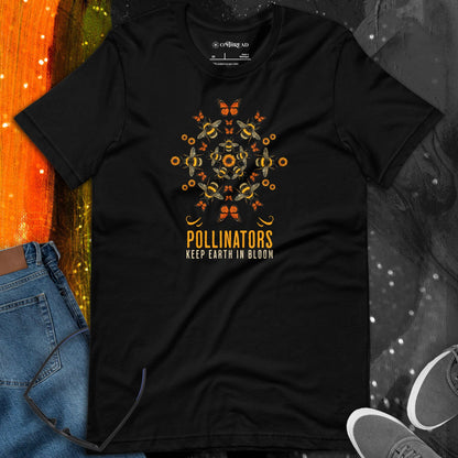 OMTHREAD Pollinators Keep Earth in Bloom Shirt Monarch Butterfly and Bee Nature Tee