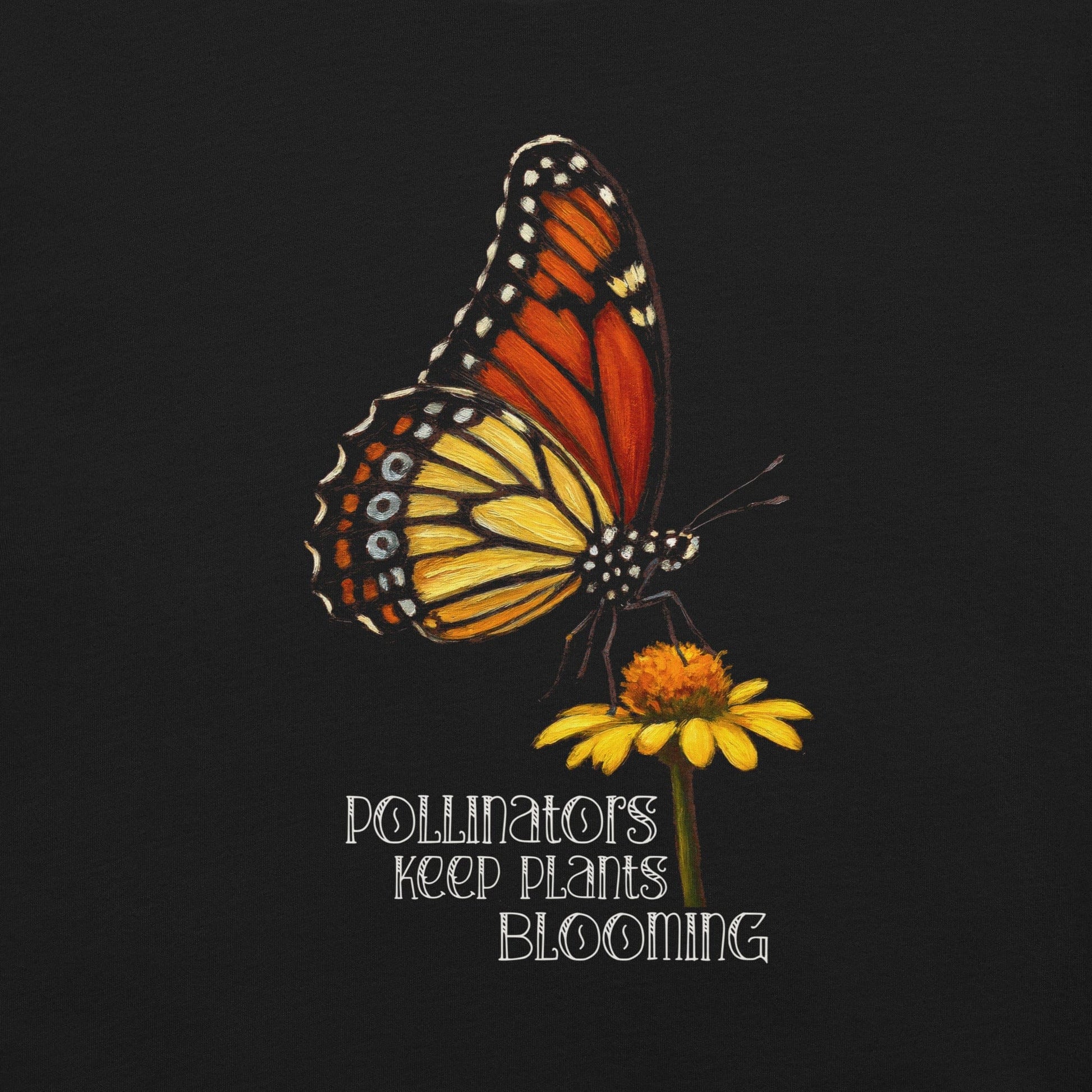 OMTHREAD Pollinators Keep Plants Blooming Monarch Butterfly and Daisy Graphic Tee