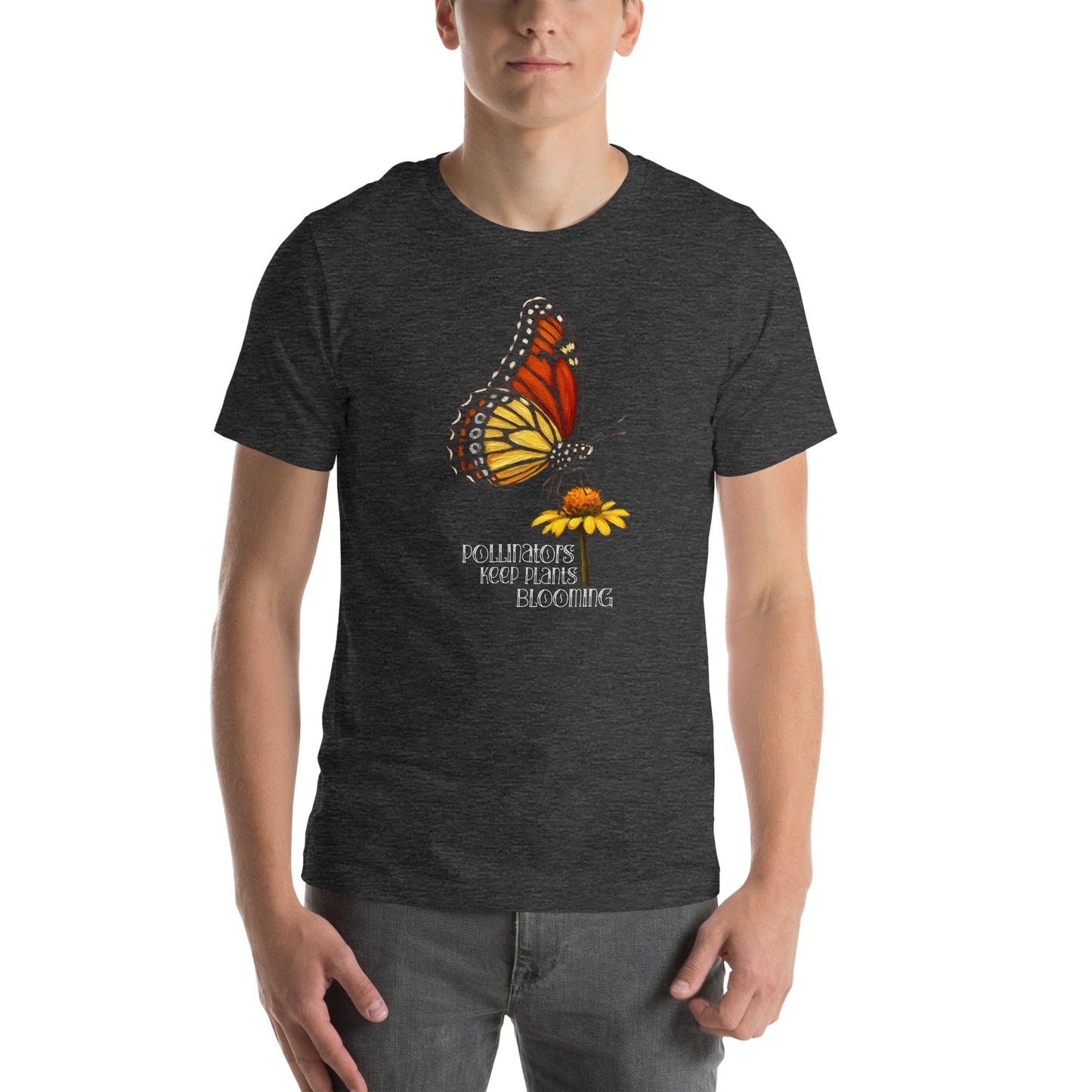 OMTHREAD Pollinators Keep Plants Blooming Monarch Butterfly and Daisy Graphic Tee