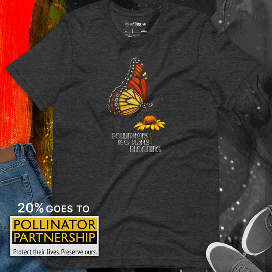 OMTHREAD Pollinators Keep Plants Blooming Monarch Butterfly and Daisy Graphic Tee
