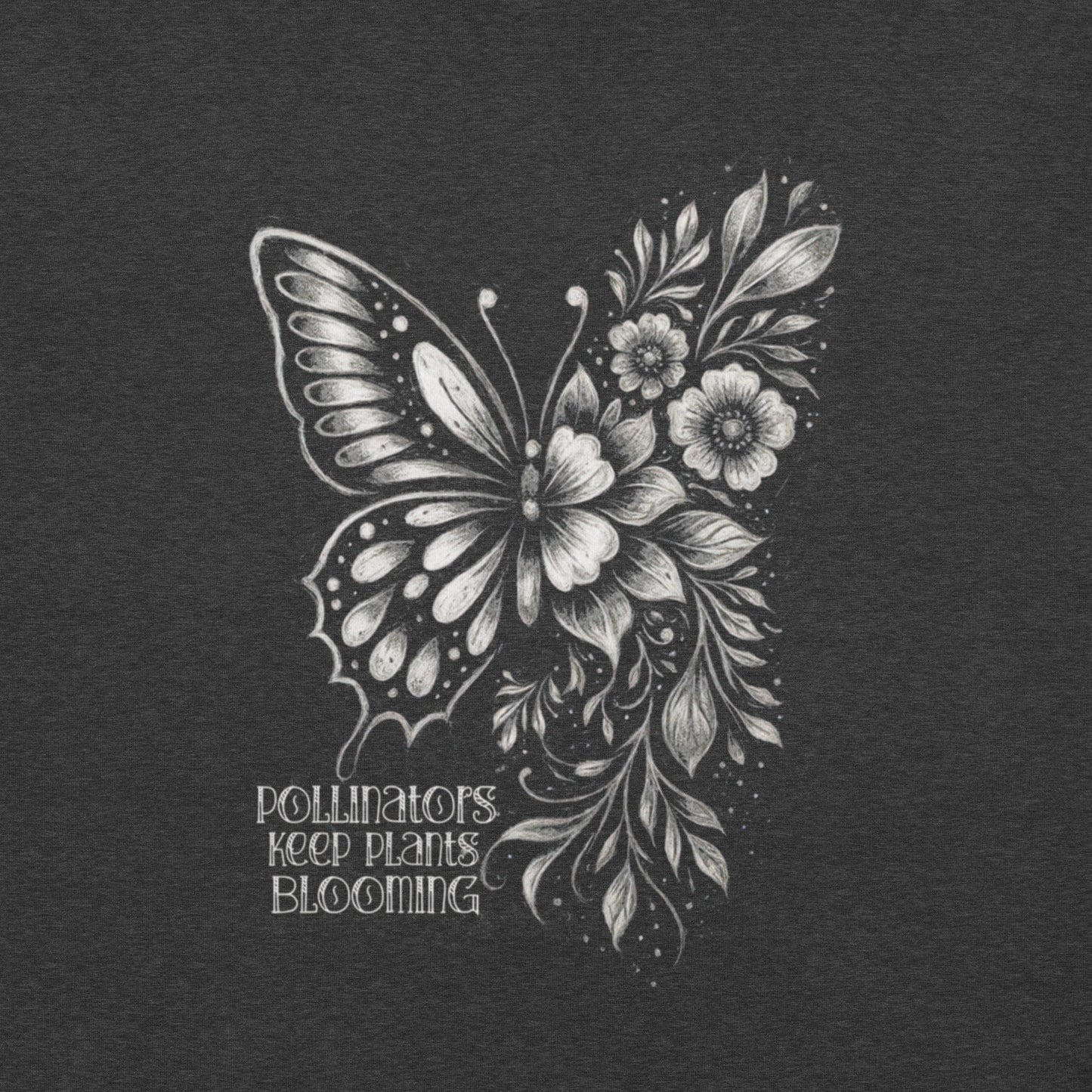 OMTHREAD Pollinators Keep Plants Blooming T-Shirt Nature Conservation Butterfly Floral Design