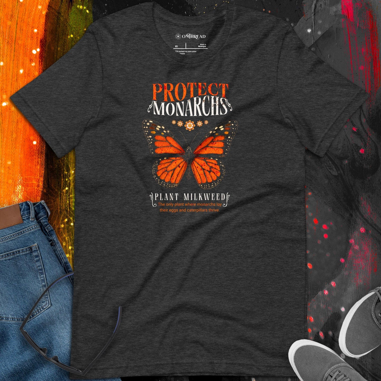 OMTHREAD Protect Monarchs Plant Milkweed Butterfly Conservation T-Shirt