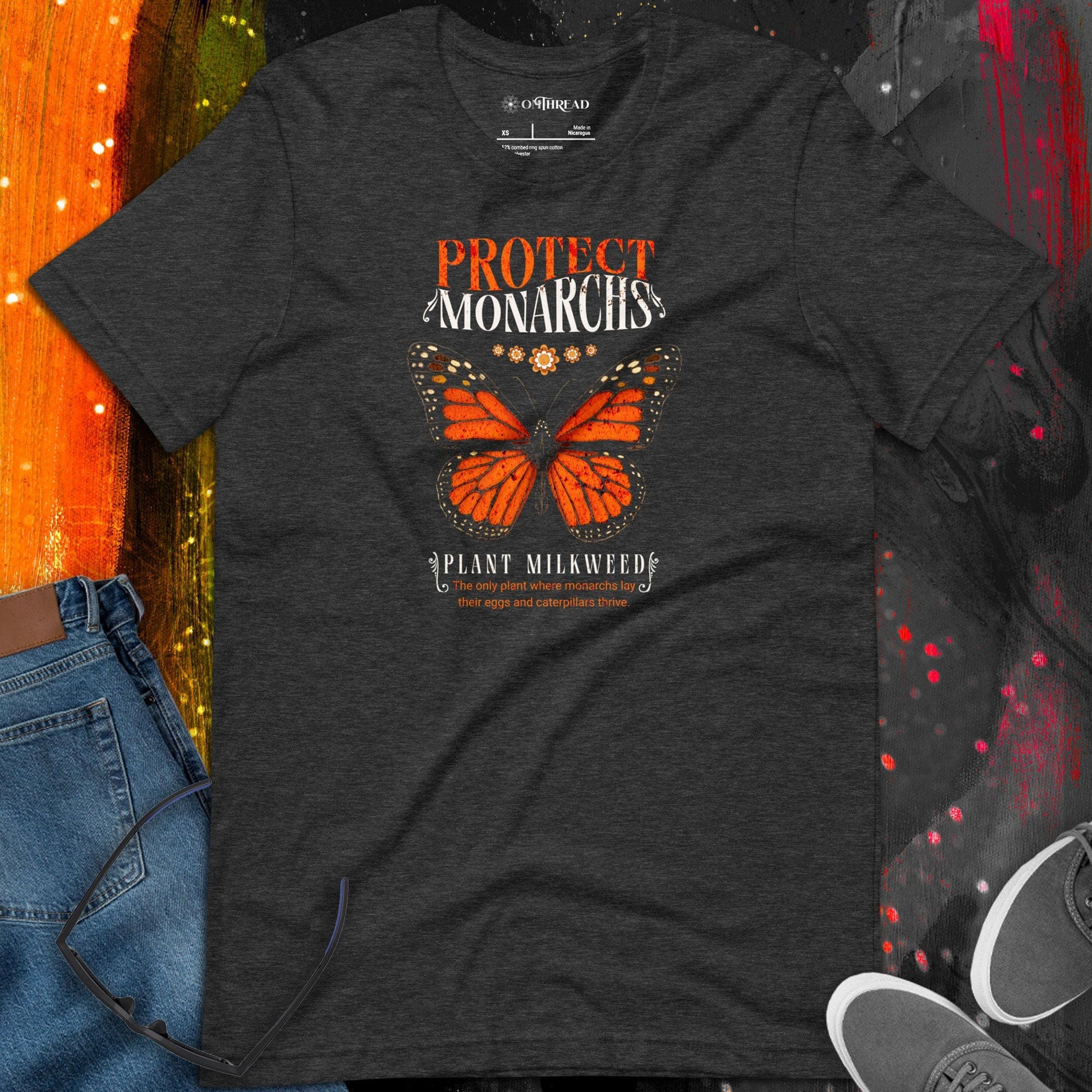 OMTHREAD Protect Monarchs Plant Milkweed Butterfly Conservation T-Shirt