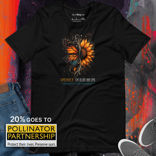 OMTHREAD Protect Pollinators Protect the Future Monarch Butterfly and Sunflower Shirt