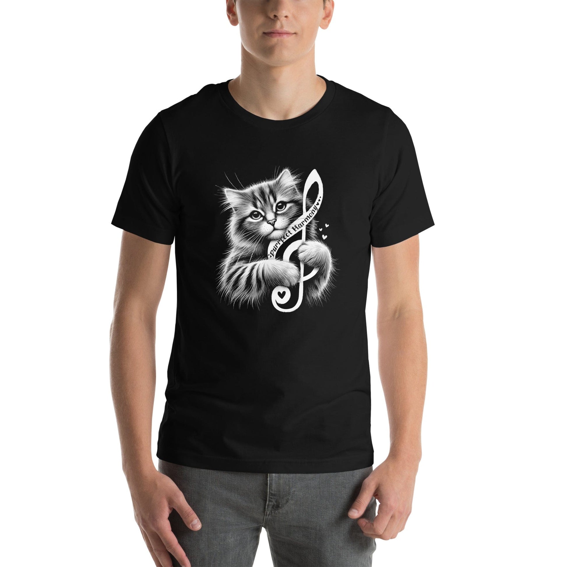 OMTHREAD Purrfect Harmony Cat T-Shirt | Musical Cat Lover Tee